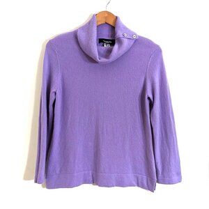 JNY 100% Cashmere Sweater Cowl Neck With Accent Buttons Lilac Purple Size M